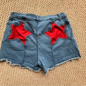 Denim Shorts with Firecracker Red Star size L , 29